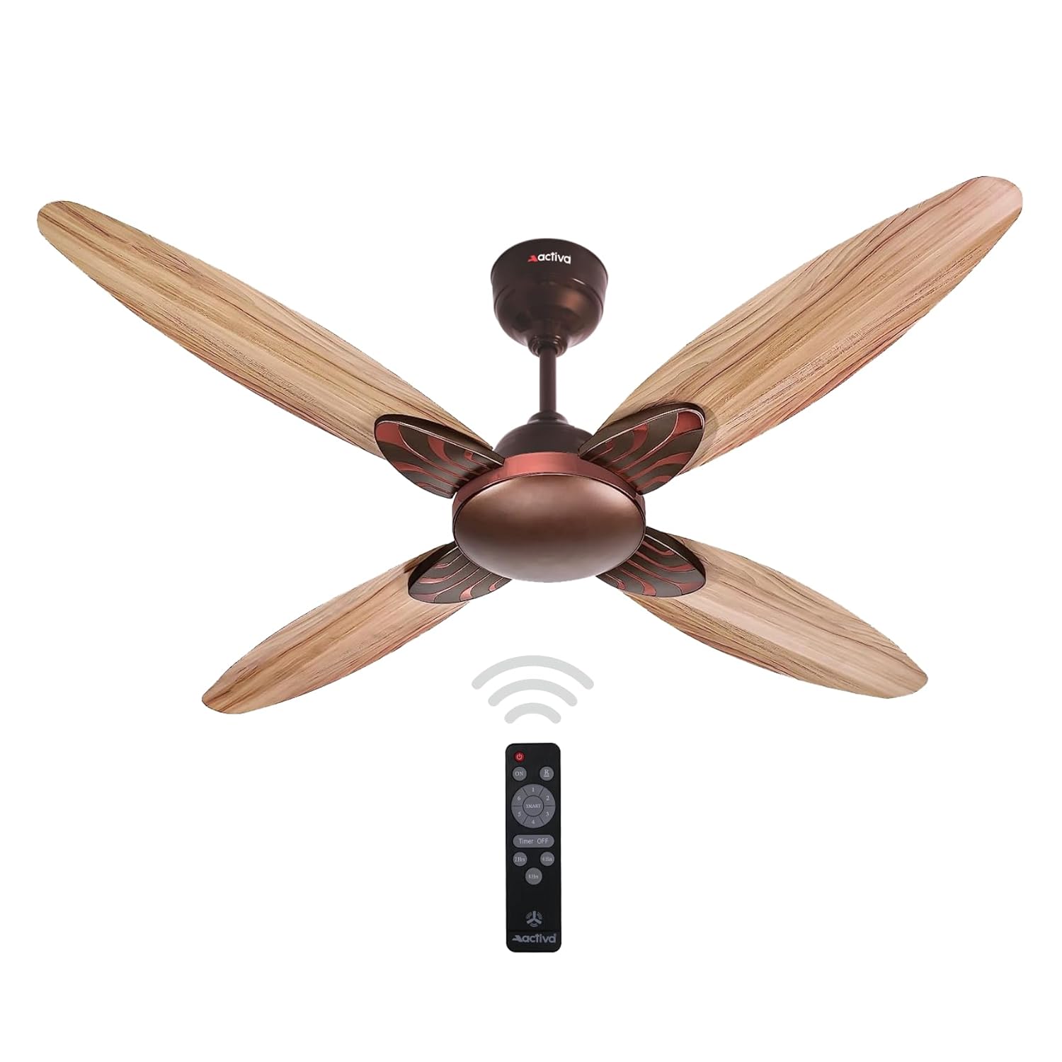 ACTIVA Lotus 5 Star 1200 mm BLDC Motor with Remote 4 Blade Ceiling Fan (ROSE WOOD, Pack of 1)