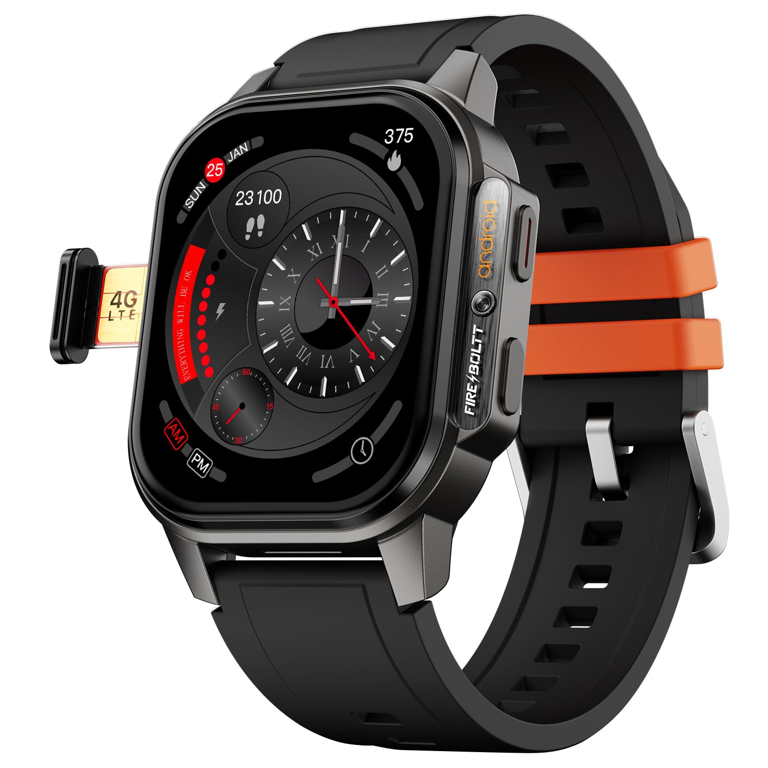 Fire-Boltt Clickk 54.1mm (2.12 inch) AMOLED Display, Front Camera, Nano SIM Slot, 1000mAh Smartwatch